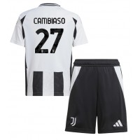 Koszulka piłkarska Juventus Andrea Cambiaso #27 Strój Domowy dla dzieci 2024-25 tanio Krótki Rękaw (+ Krótkie spodenki)